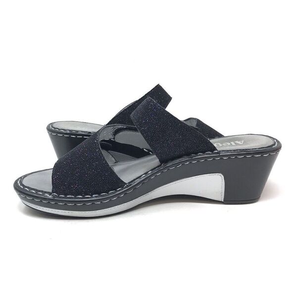 Alegria PG Lite Women Size 40 9.5-10 Black Glitter Sparkle Heel Sandals Open Toe - Picture 12 of 13